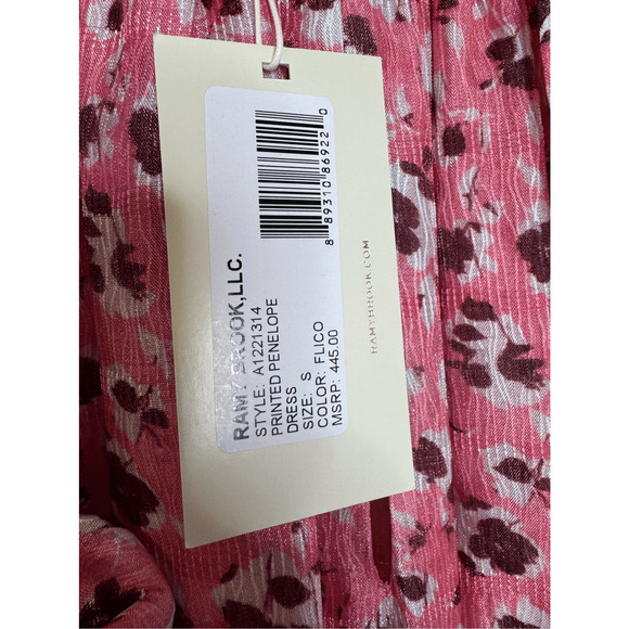 Ramy Brook NWT Penelope Silk Blend Ruffle Dress in Pink Size S - Picture 5 of 12